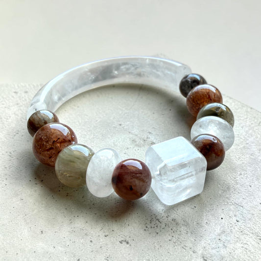 Clear Quartz Phantom Half Bangle