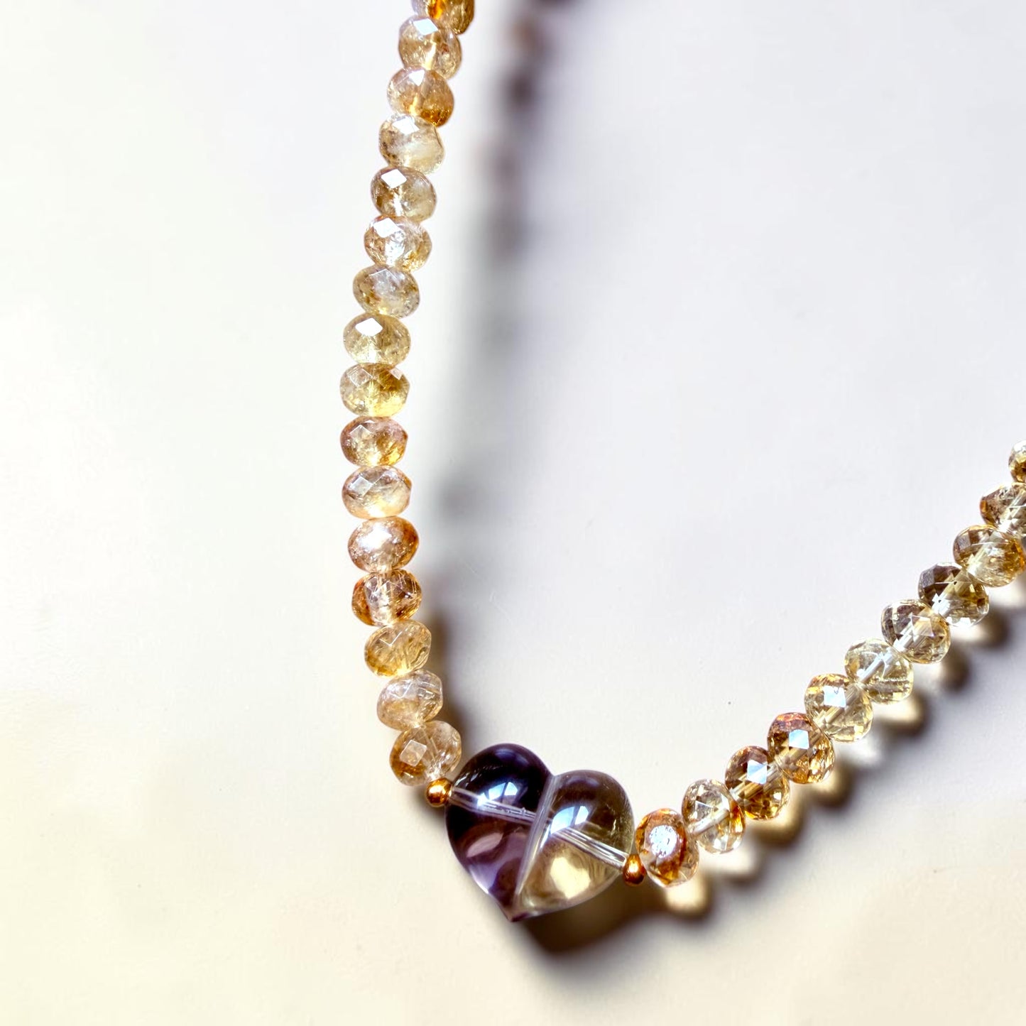 Citrine Faceted Heart Necklace