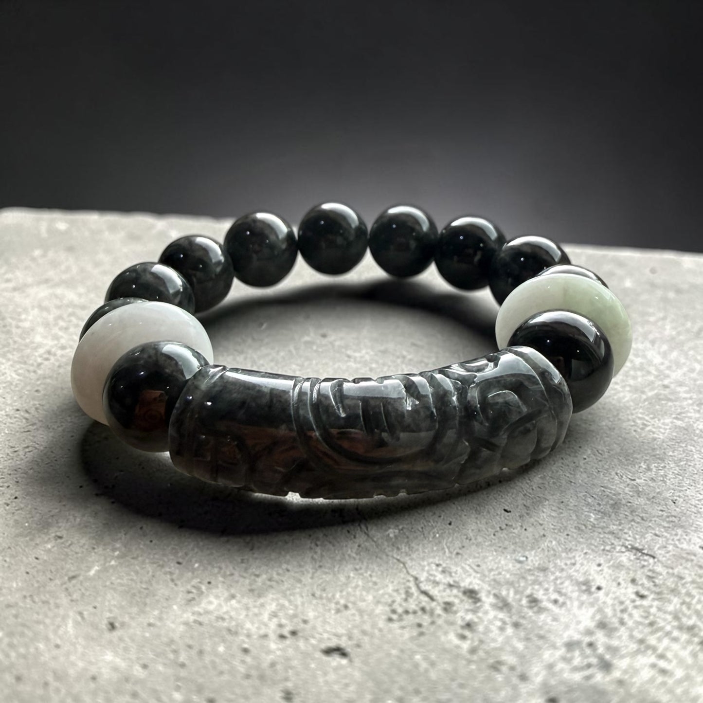 Wuji Jadeite Barrel Bracelet