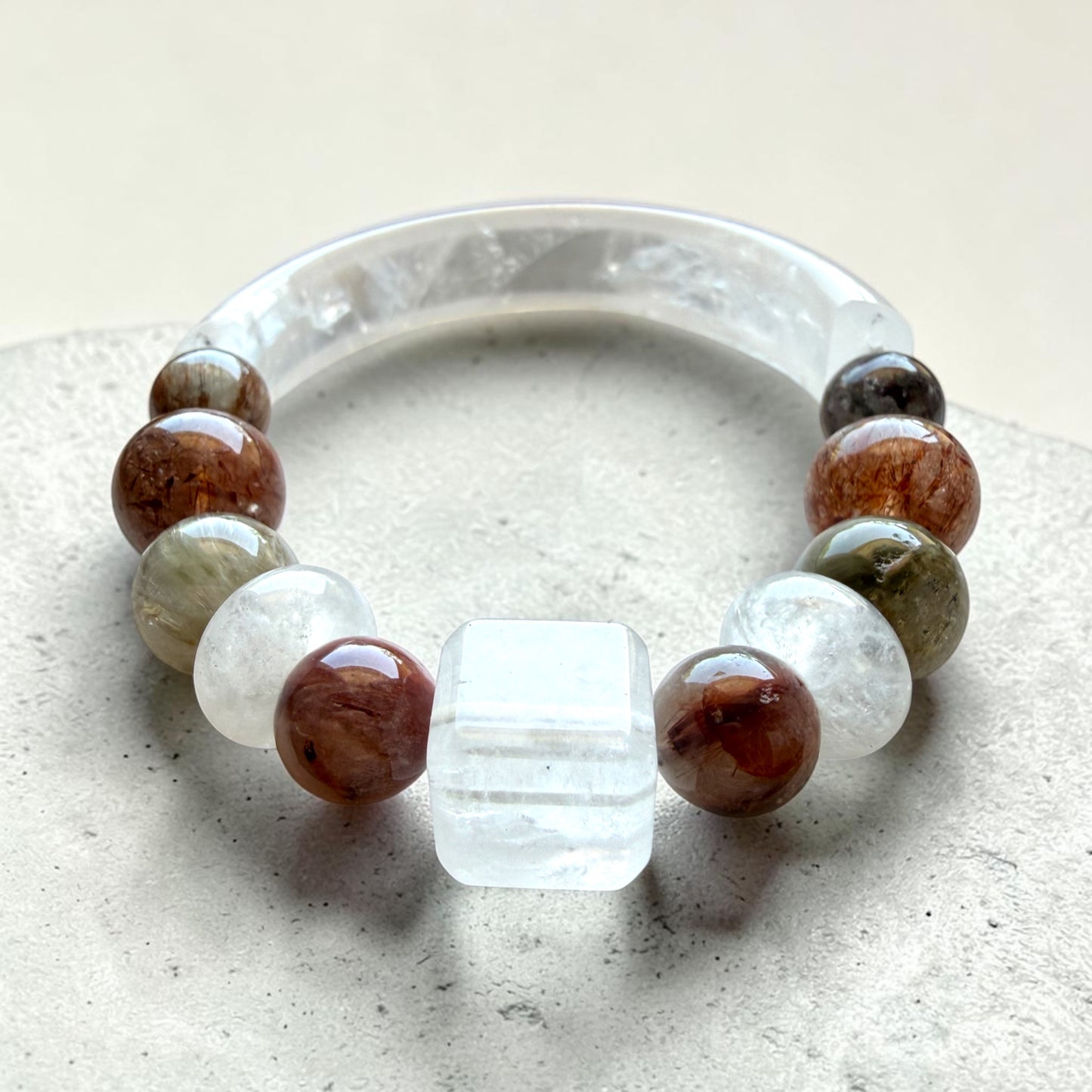 Clear Quartz Phantom Half Bangle