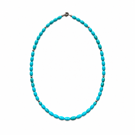 Turquoise Rice Bead Necklace