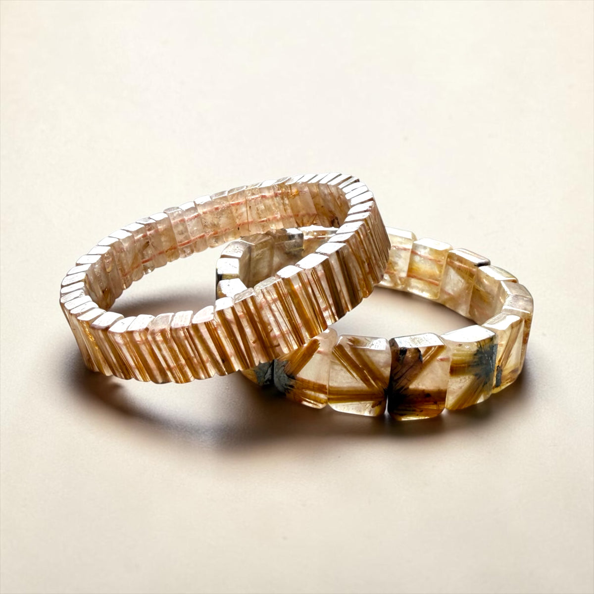 Golden Black Rutilated Quartz Soft Bangle