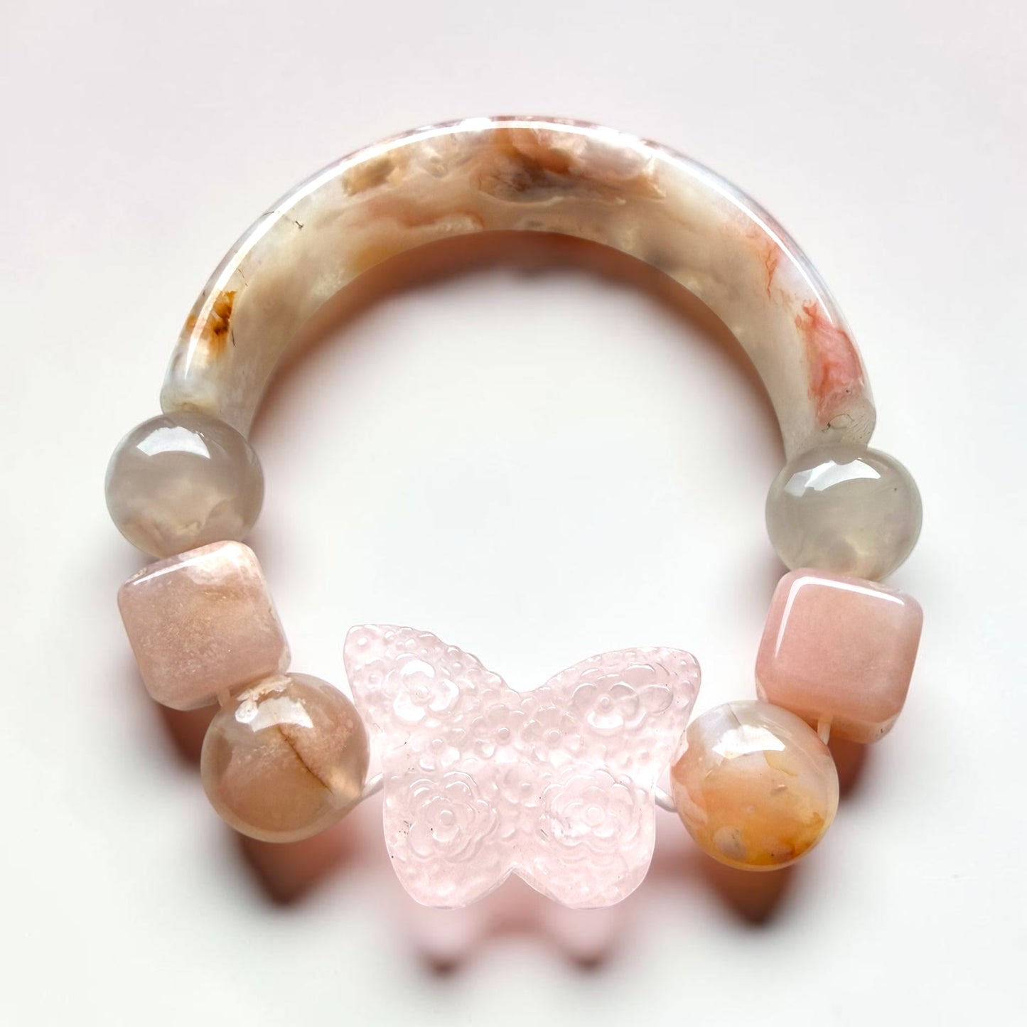 Sakura Agate Half-Bangle Bracelet