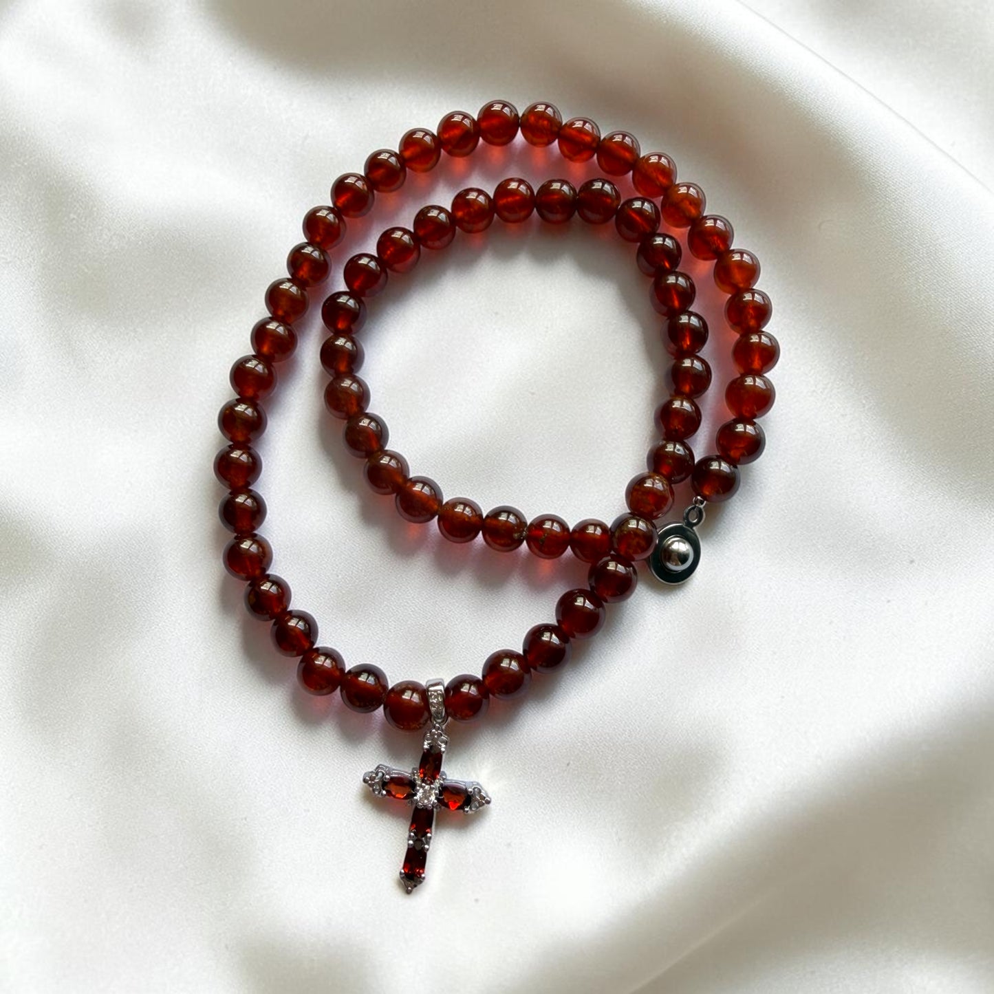 Garnet Cross Necklace