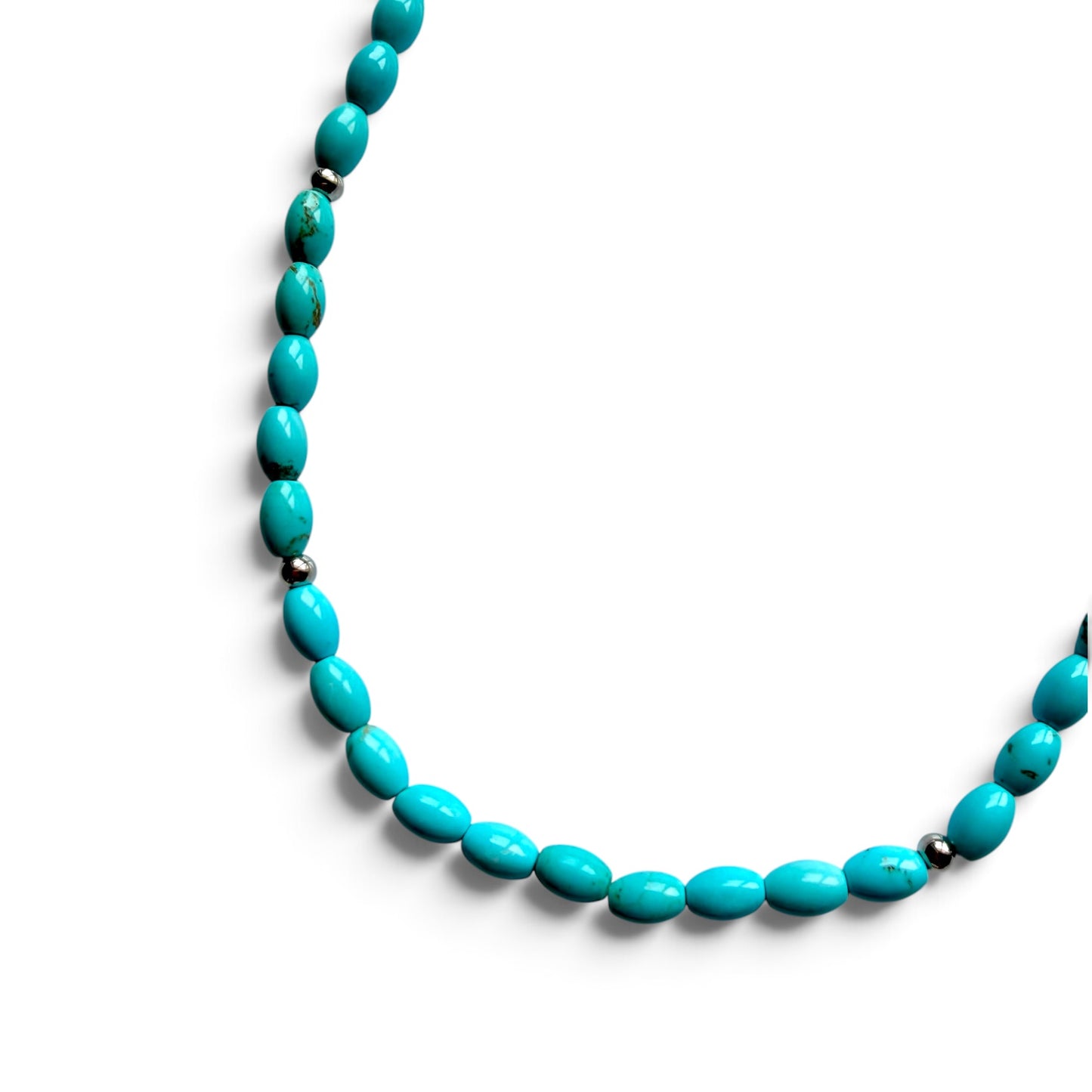 Turquoise Rice Bead Necklace