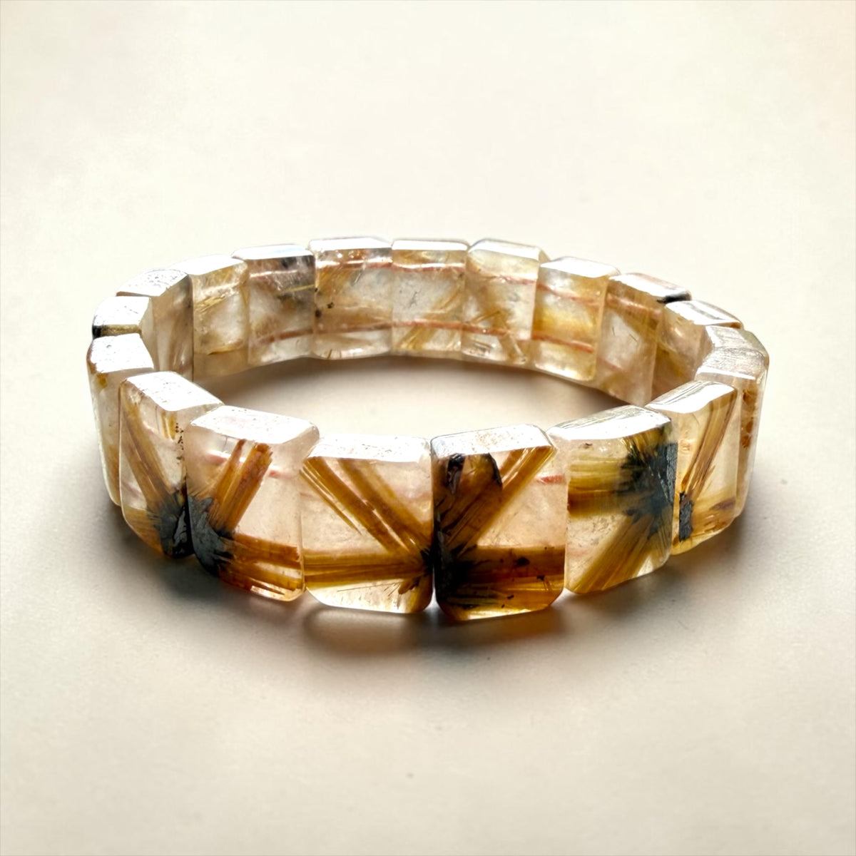 Golden Black Rutilated Quartz Soft Bangle