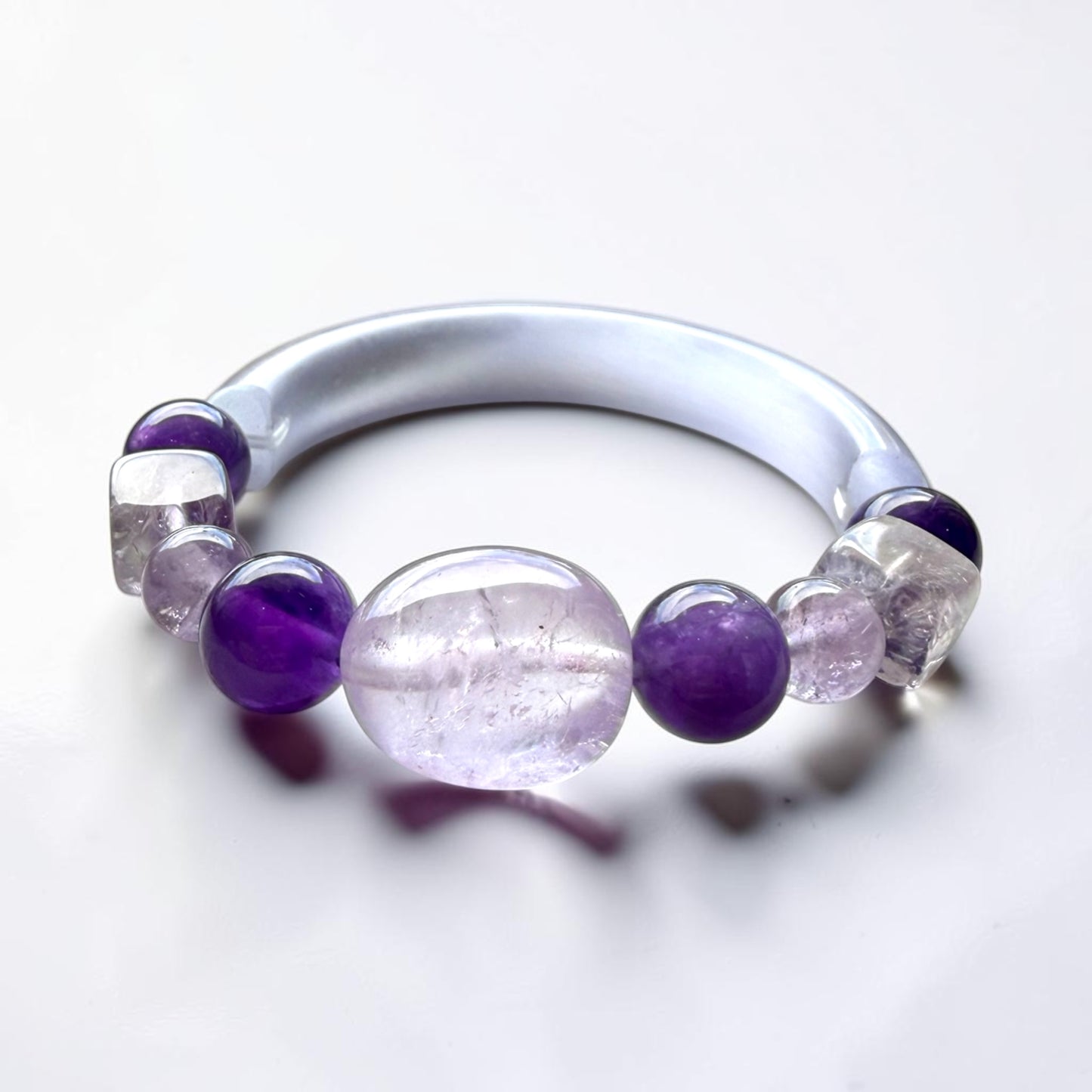 Selenite Cat’s Eye Half-Bangle Bracelet