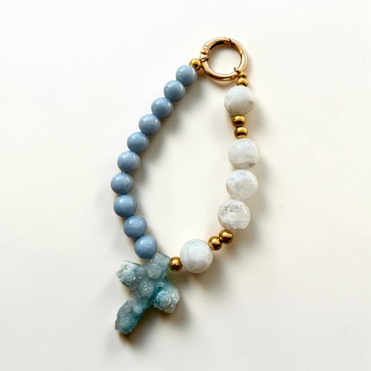 Divine Rosary Keyring (Blue Chalcedony)