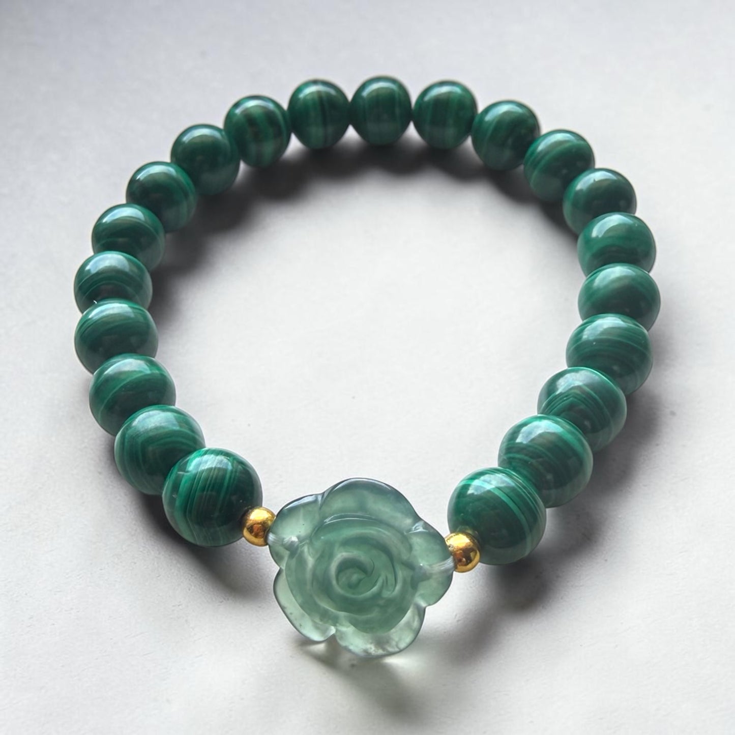 Malachite & Jadeite Rose Bracelet