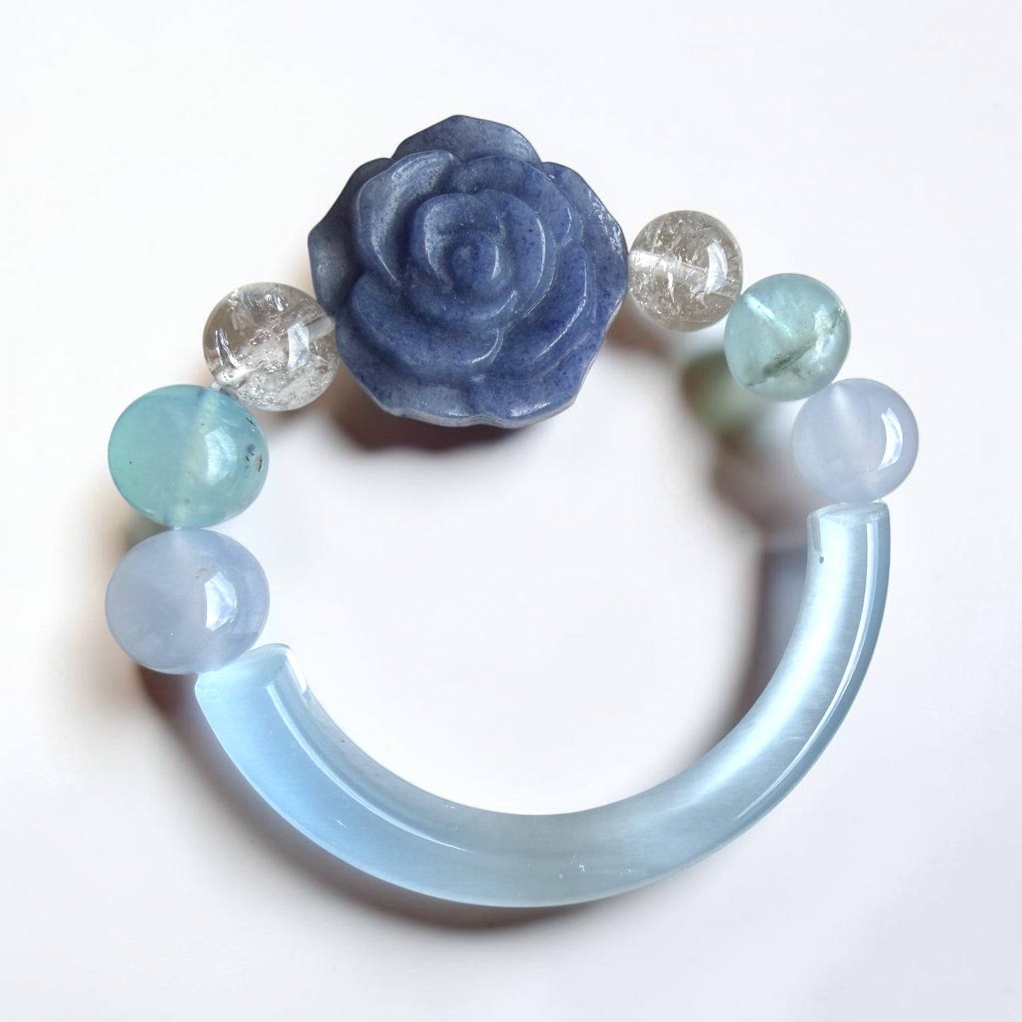 Selenite Cat’s Eye Half-Bangle Bracelet