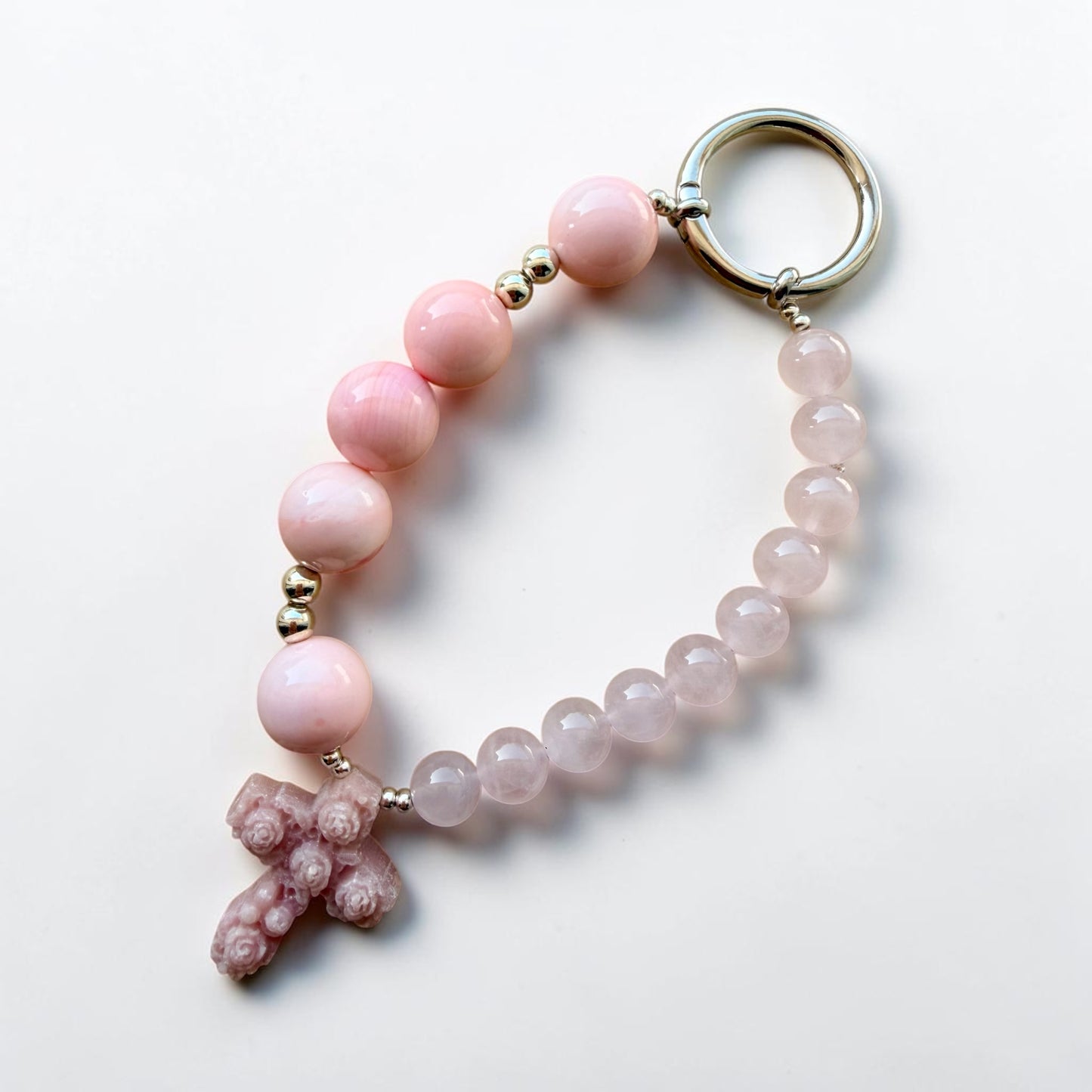 Divine Rosary Key Ring (Pink Opal)