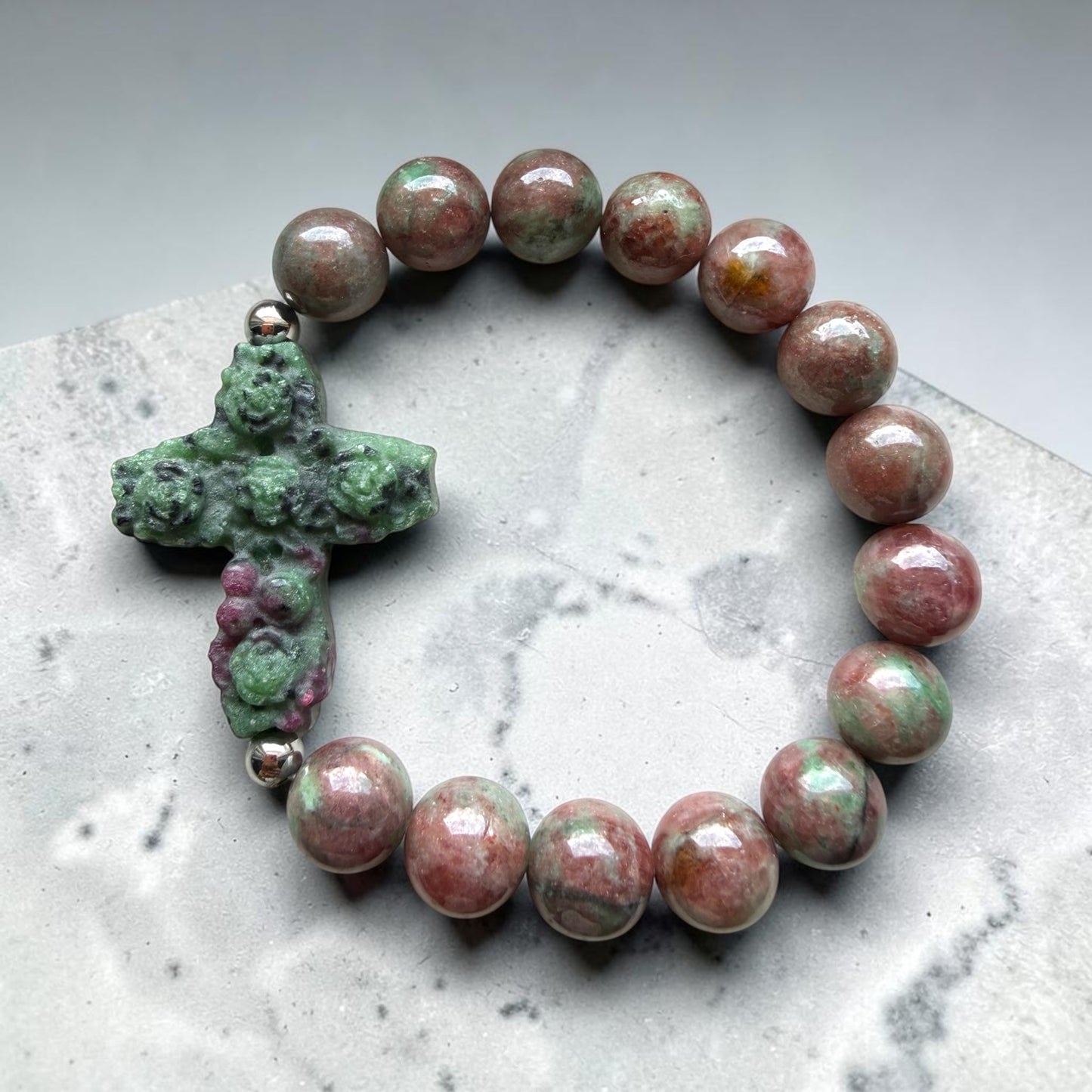 Sacred Cross Gemstone Bracelet
