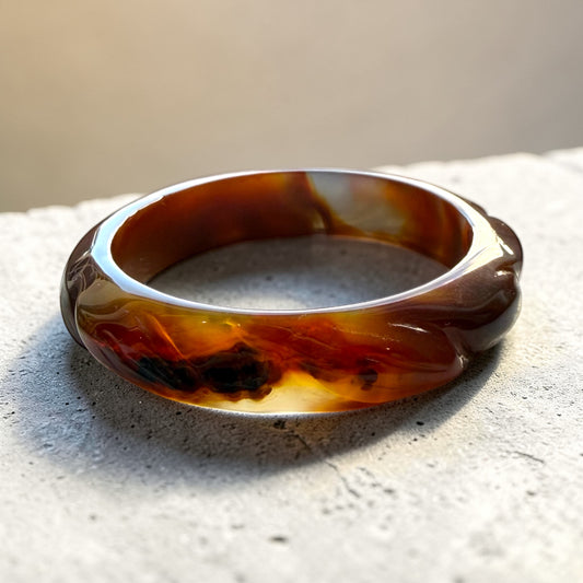 Golden Flame Agate Bangle