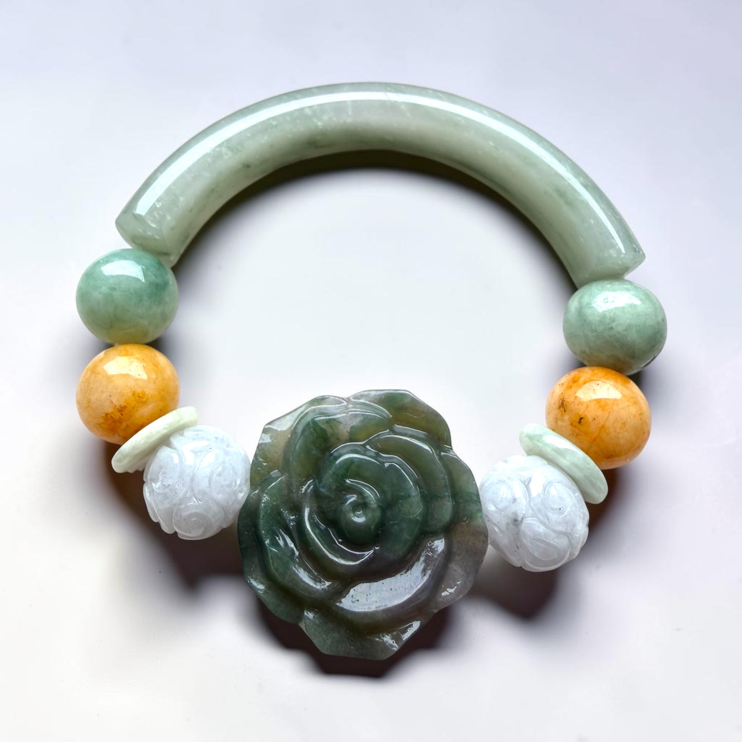 Jade Rose Half-Bangle (Multi-color) Bracelet
