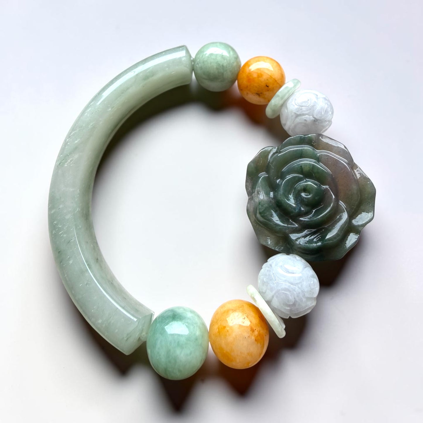 Jade Rose Half-Bangle (Multi-color) Bracelet