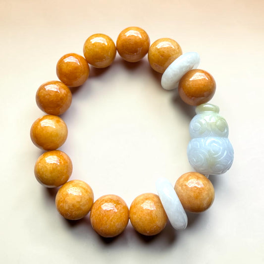 Yellow Jade Wu Lou Lucky Turn Bracelet