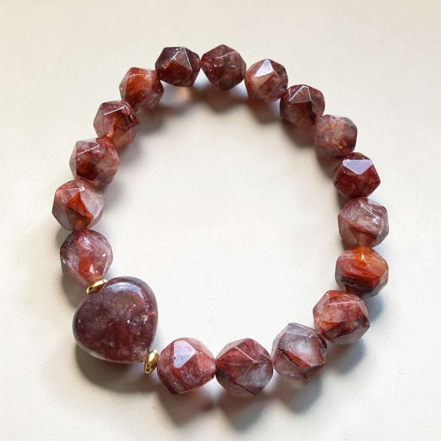 Fire Quartz Faceted Heart