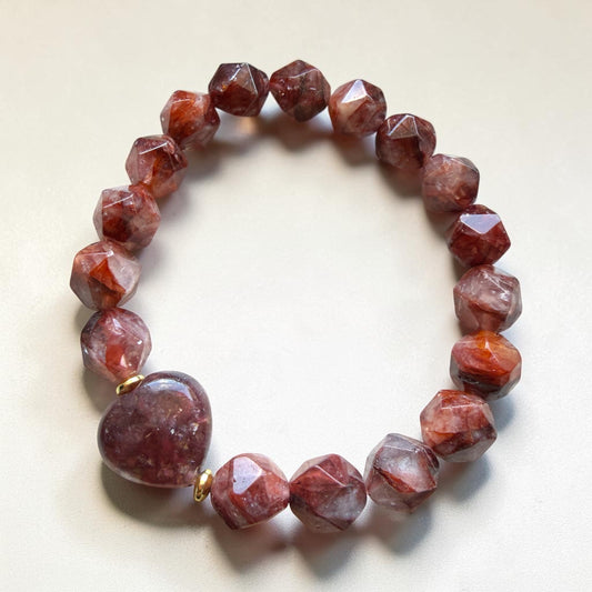 Fire Quartz Faceted Heart