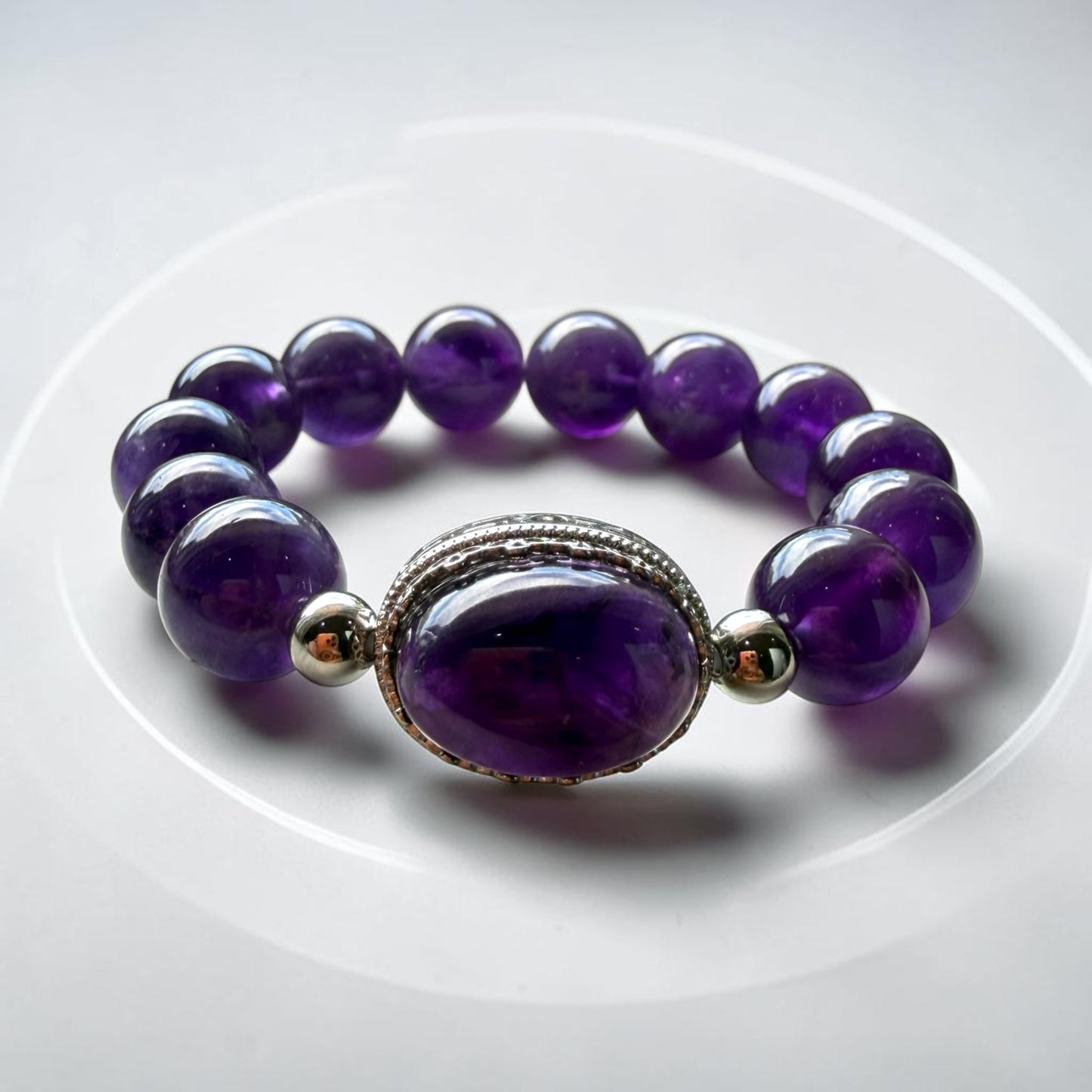 Amethyst Bracelet with Amethyst Cabochon Charm