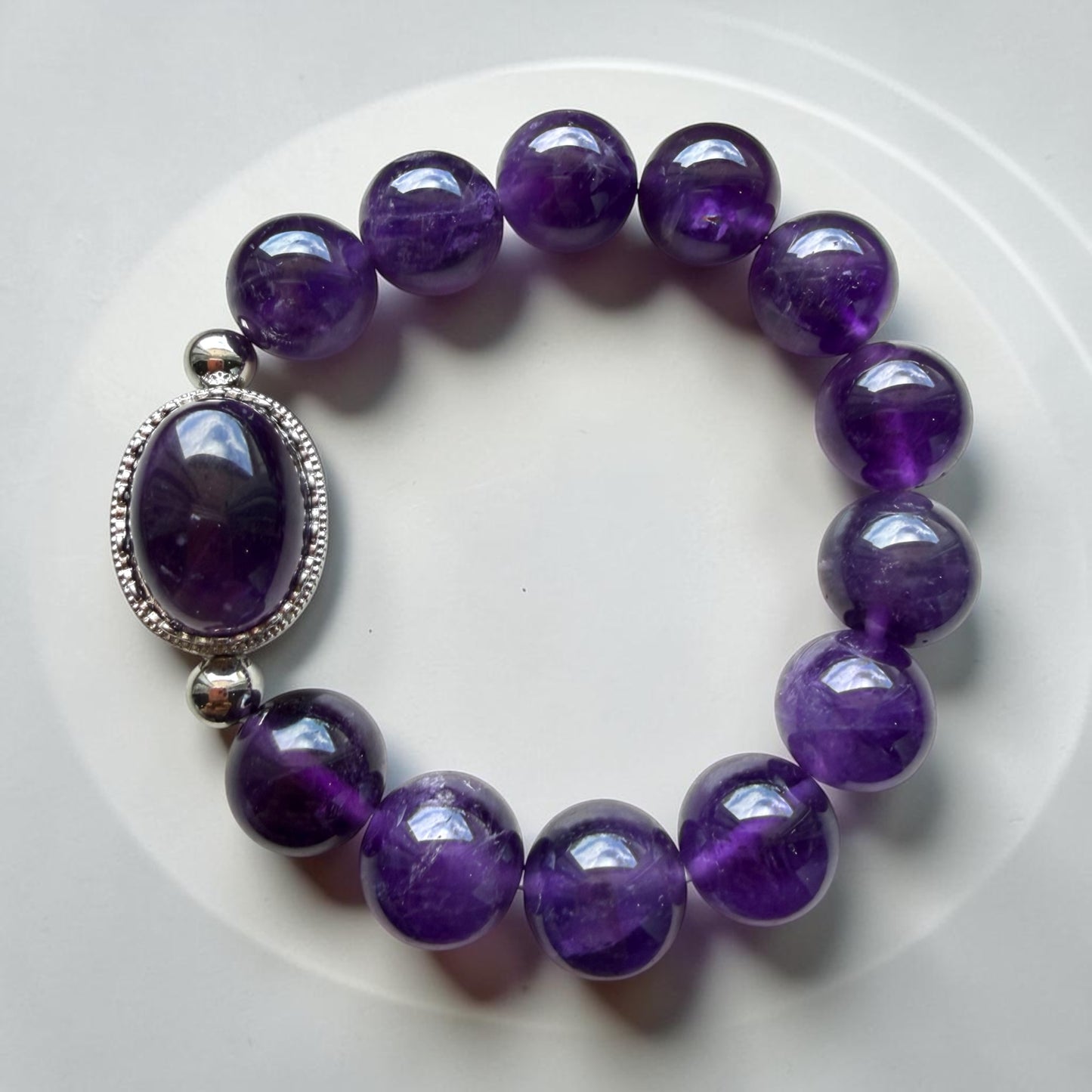 Amethyst Bracelet with Amethyst Cabochon Charm