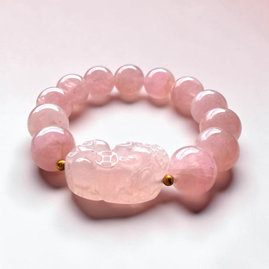 Rose Quartz Pixiu Bracelet (Madagascar)