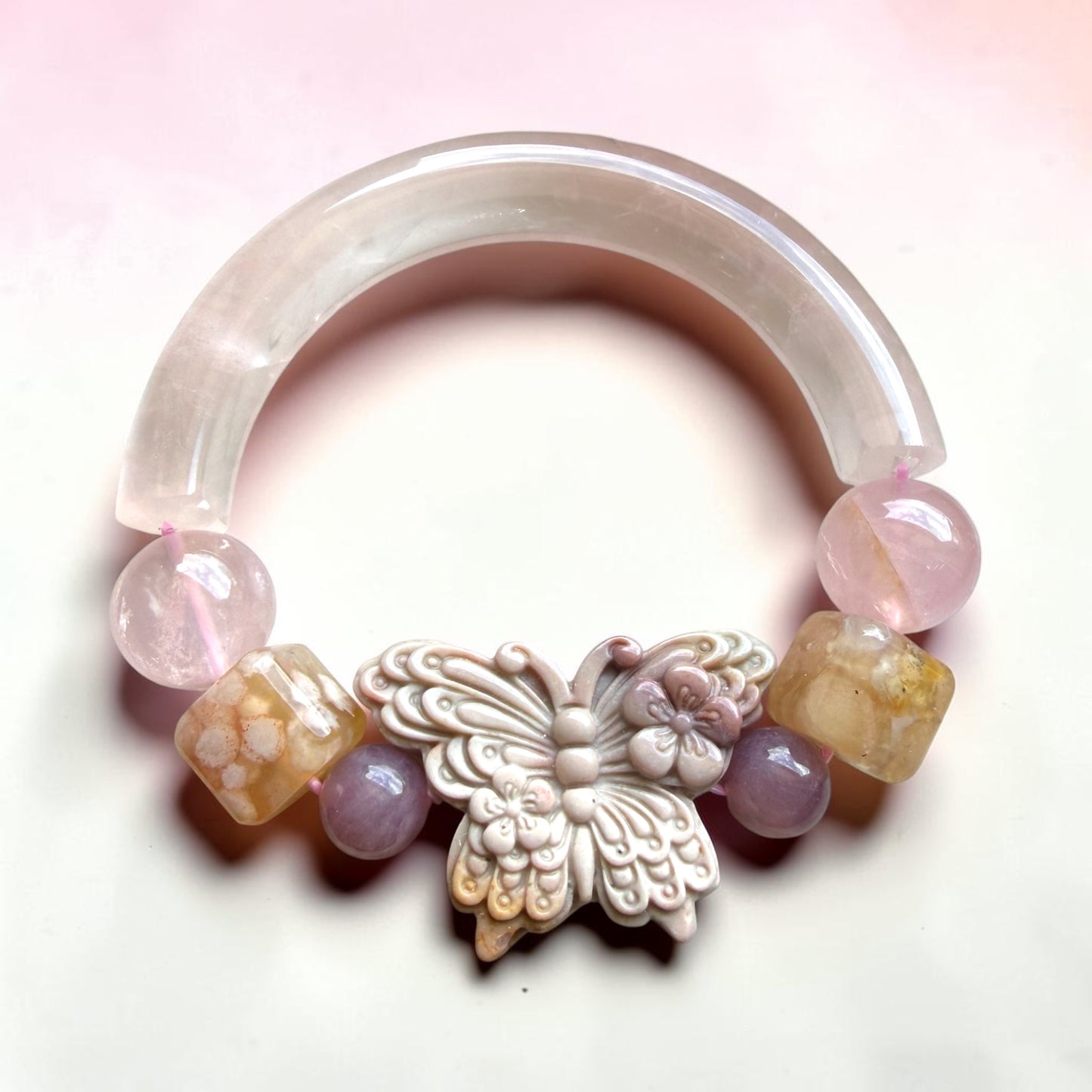 Rose Quartz Butterfly Half-Bangle