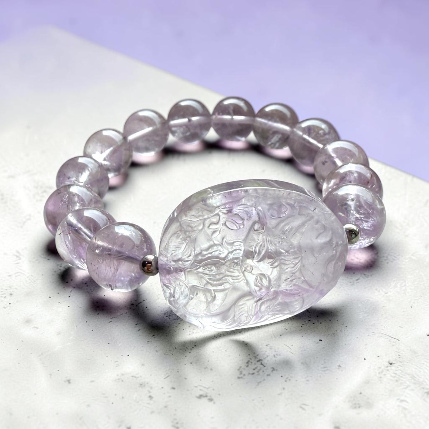 Lavender Amethyst Nine-Tailed Fox Bracelet