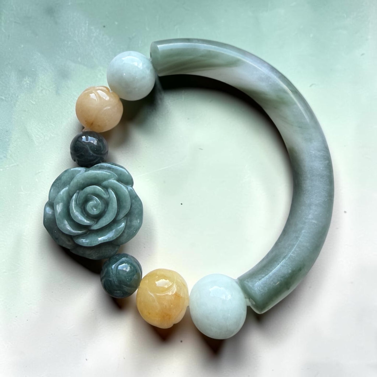 Jade Rose Half-Bangle (Multi-color) Bracelet