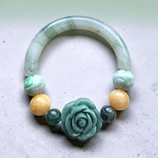 Jade Rose Half-Bangle (Multi-color) Bracelet