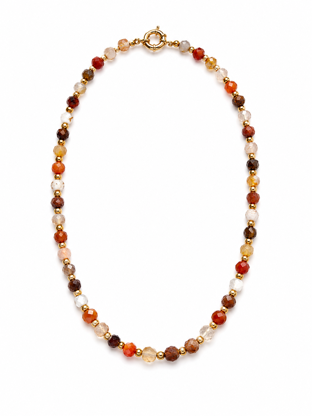 Multi-Color Agate Faceted Rondelle Necklace