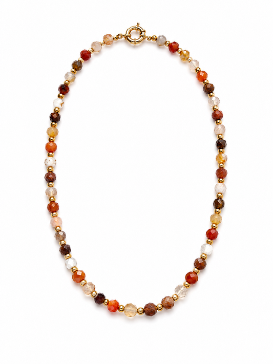 Multi-Color Agate Faceted Rondelle Necklace