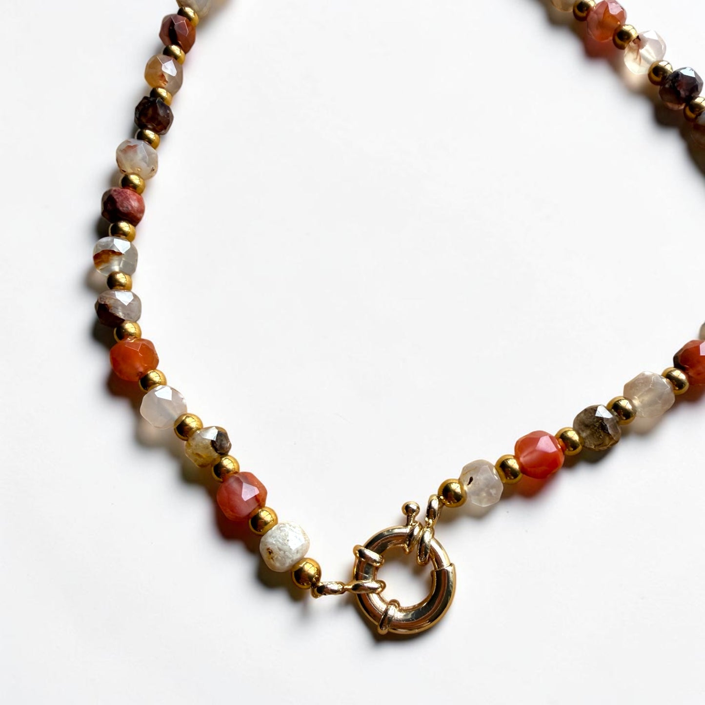 Multi-Color Agate Faceted Rondelle Necklace