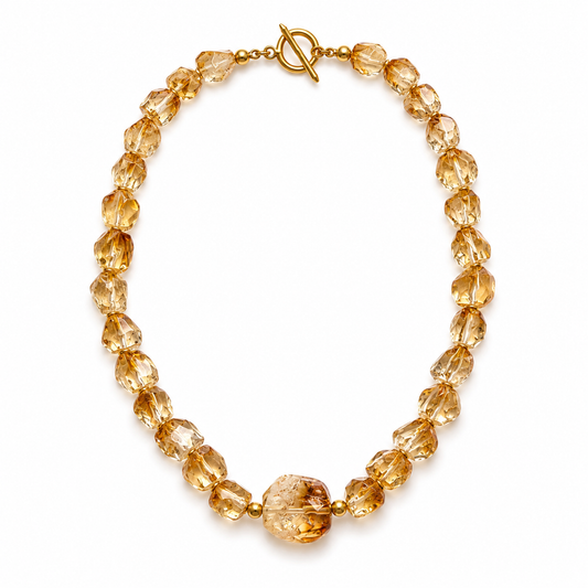 Citrine Freeform Raw Half-Bowl Necklace
