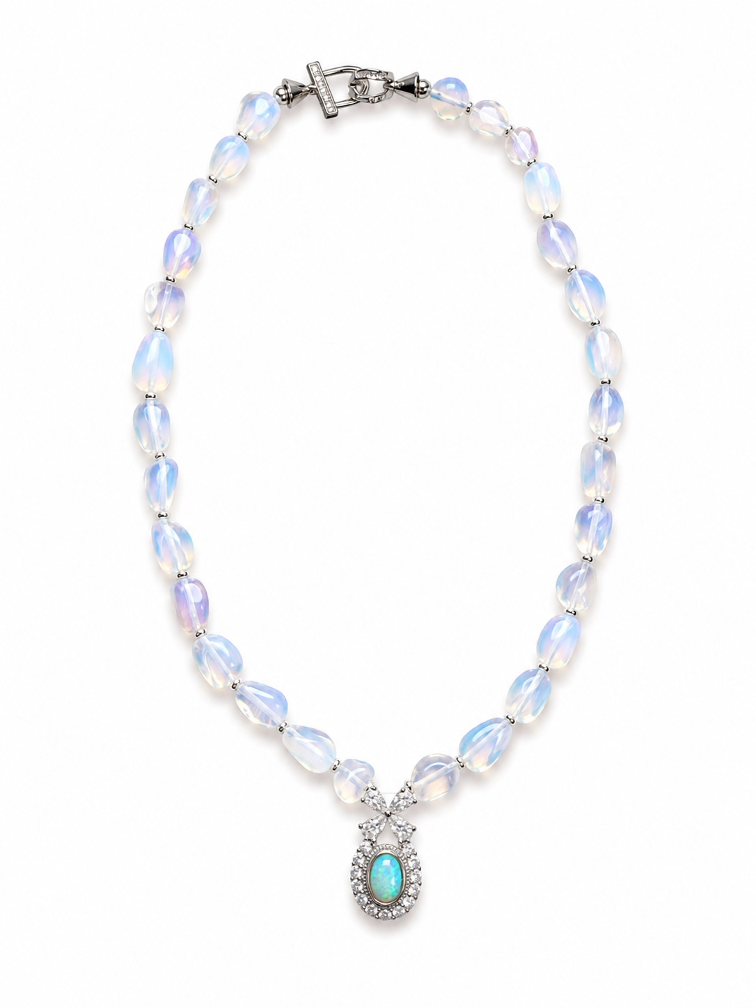 Opalite Freeform & Ethiopian Opal Necklace
