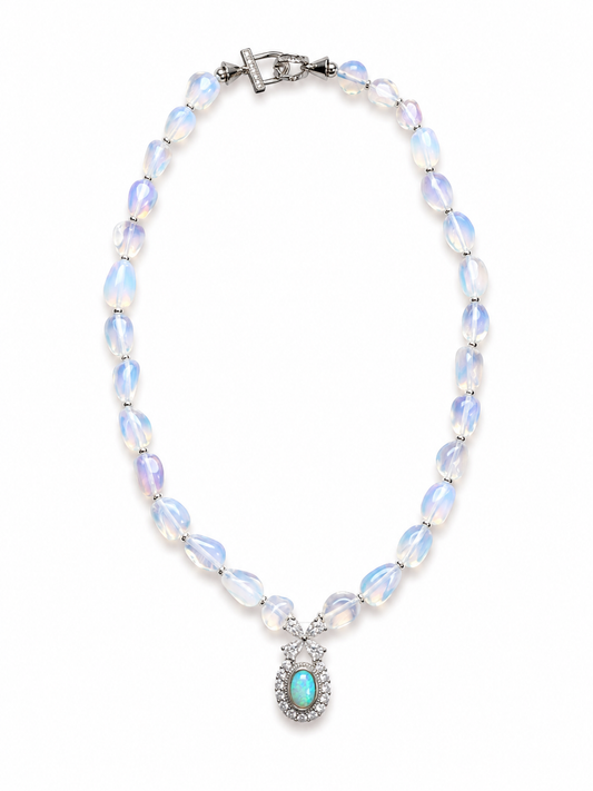Opalite Freeform & Ethiopian Opal Necklace