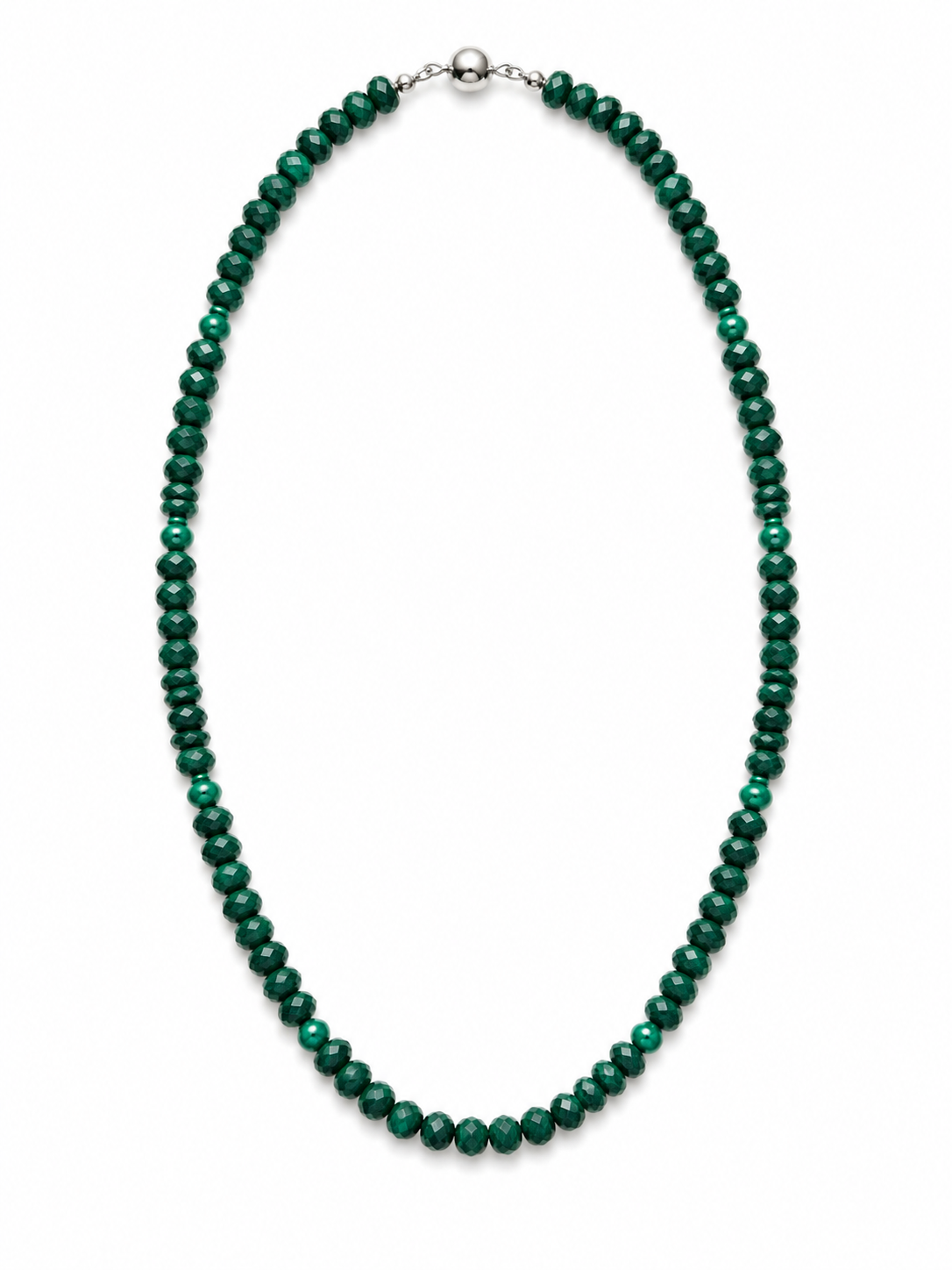 Malachite Faceted Rondelle & Round Necklace