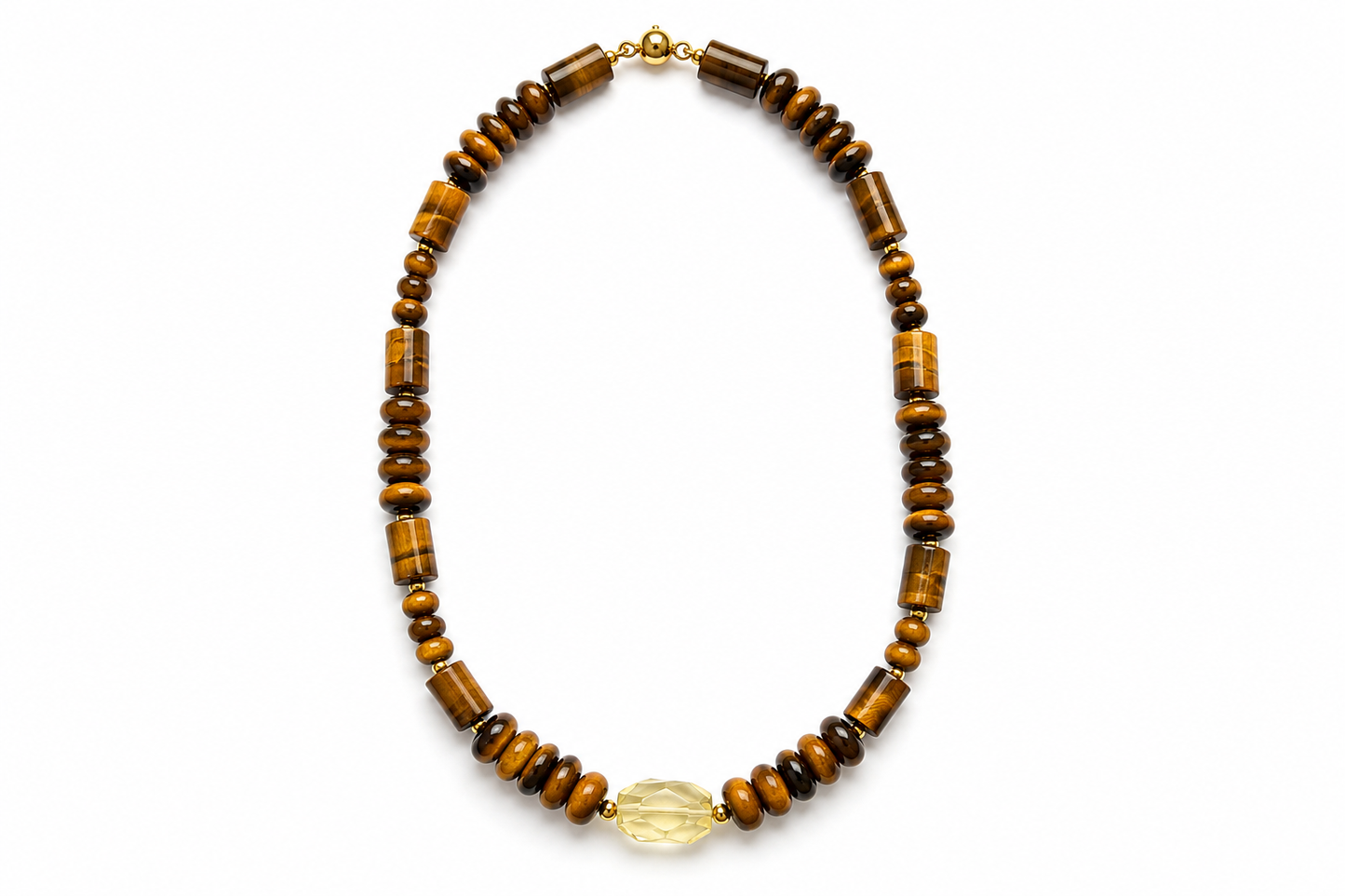 Tiger’s Eye with Yellow Chalcedony Necklace