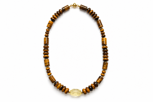Tiger’s Eye with Yellow Chalcedony Necklace