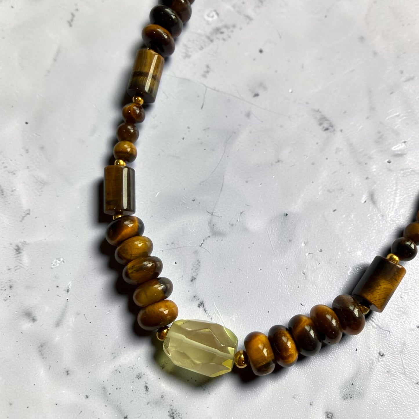 Tiger’s Eye with Yellow Chalcedony Necklace