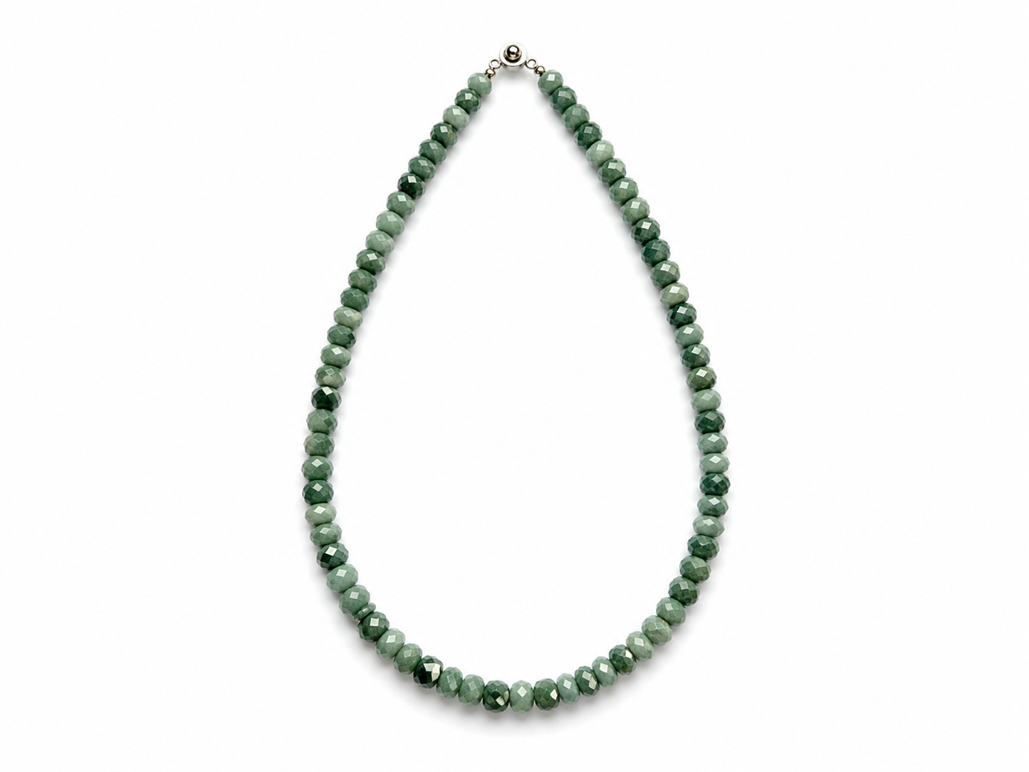 Jade Faceted Rondelle & Cube Necklace