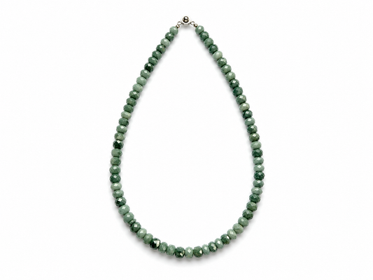 Jade Faceted Rondelle & Cube Necklace