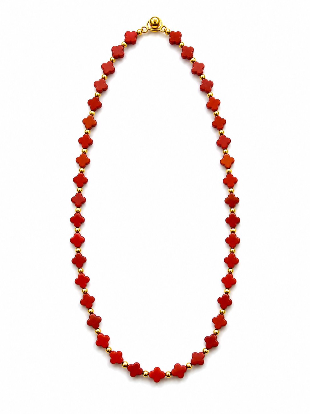 Red Jasper Clover Necklace