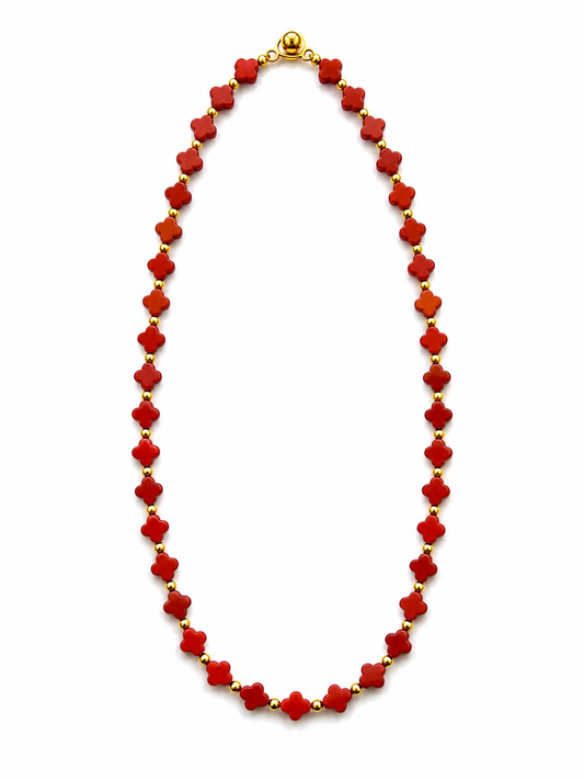 Red Jasper Clover Necklace