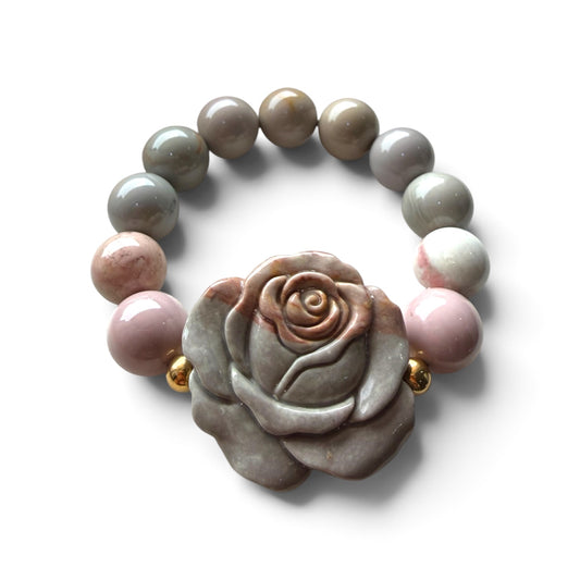 Alashan Agate Rose Carving Bracelet