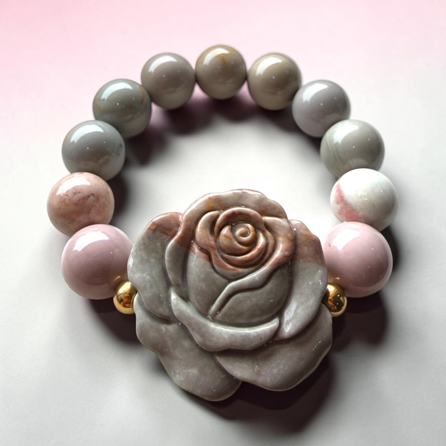 Alashan Agate Rose Carving Bracelet