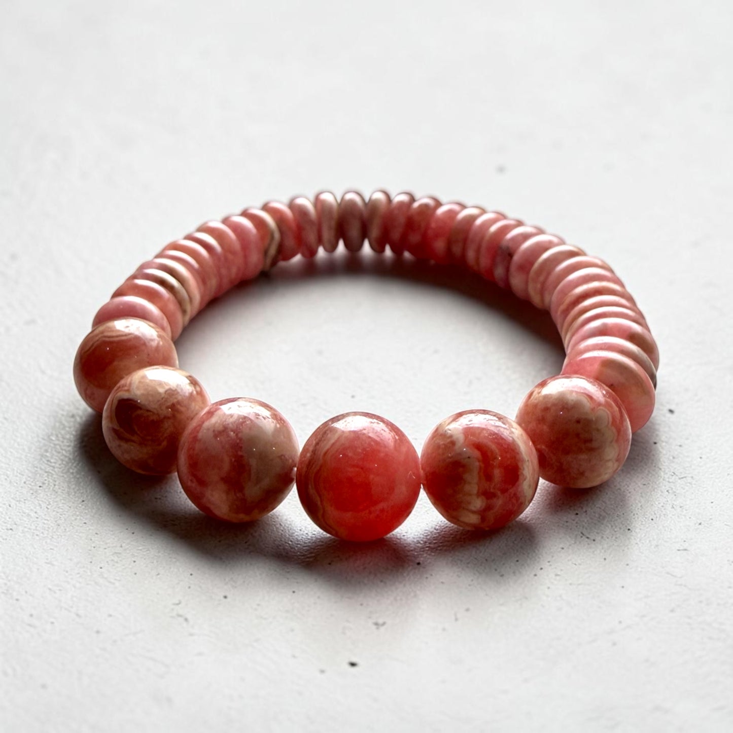 Rhodochrosite Round Rondelle Bracelet