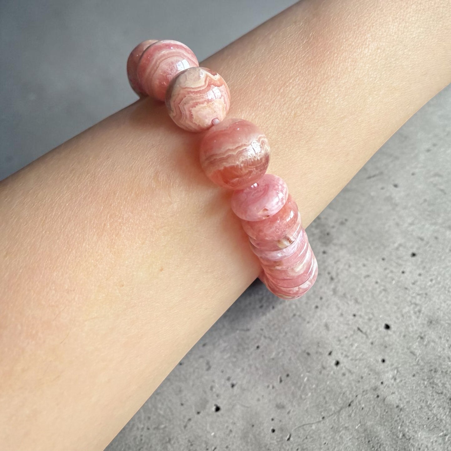 Rhodochrosite Round Rondelle Bracelet