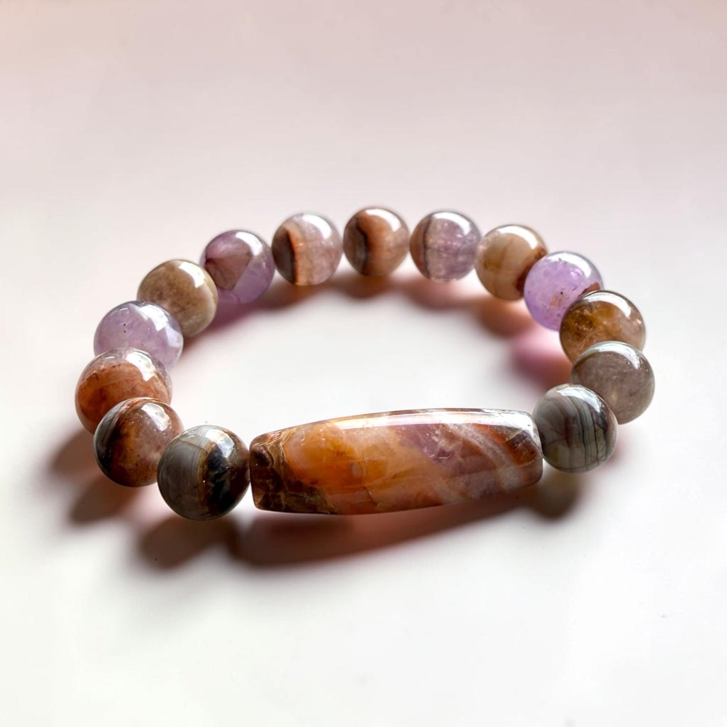 Crazy Lace Agate Barrel Bracelet (Small)