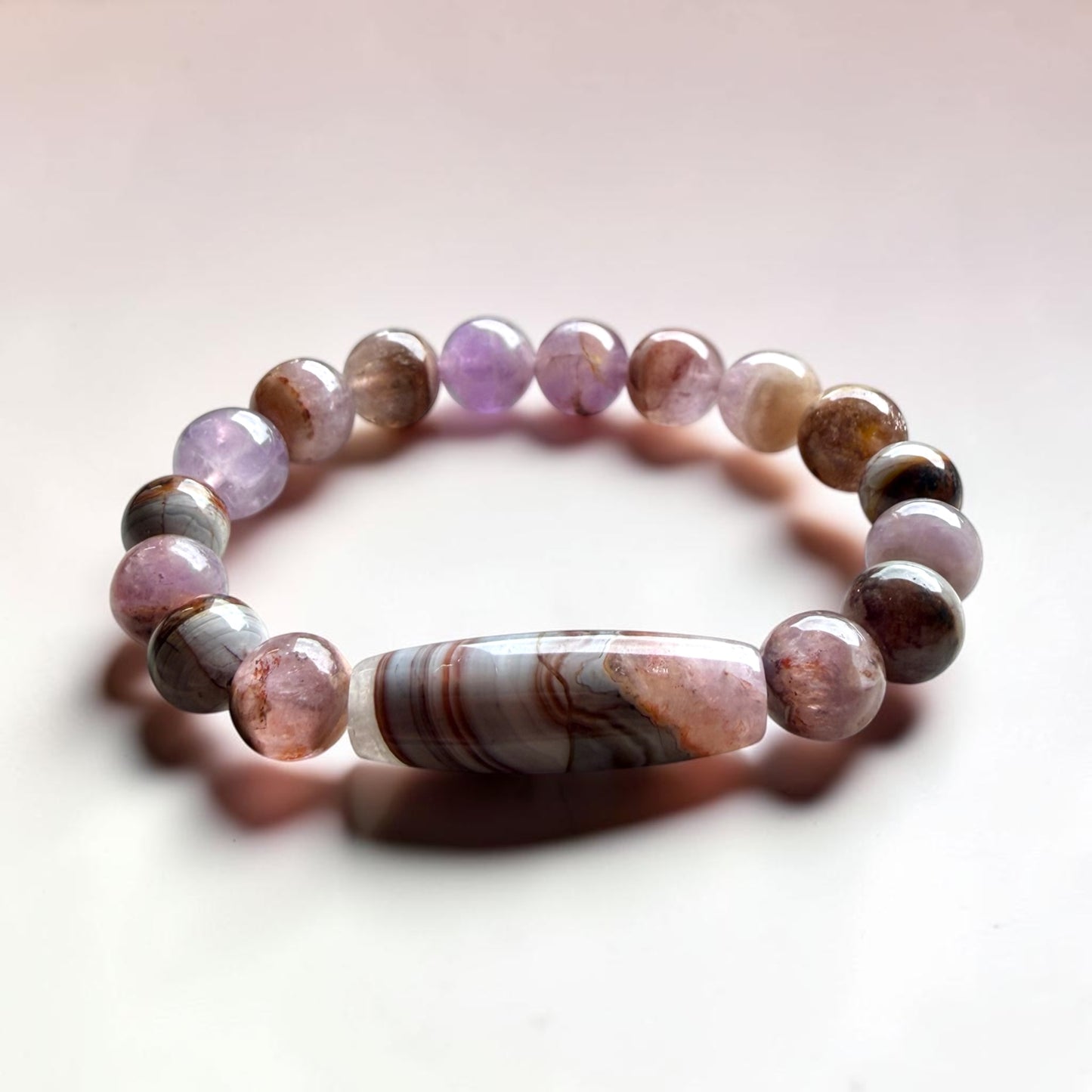 Crazy Lace Agate Barrel Bracelet (Small)