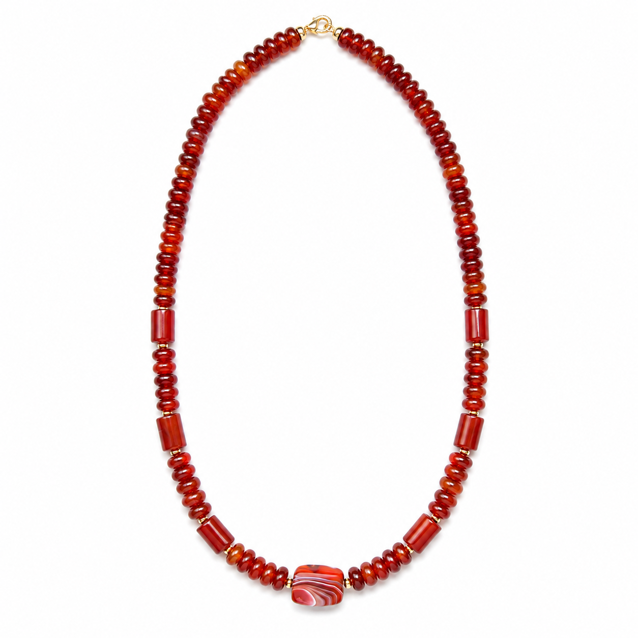 Carnelian Agate Rondelle & Tube Necklace